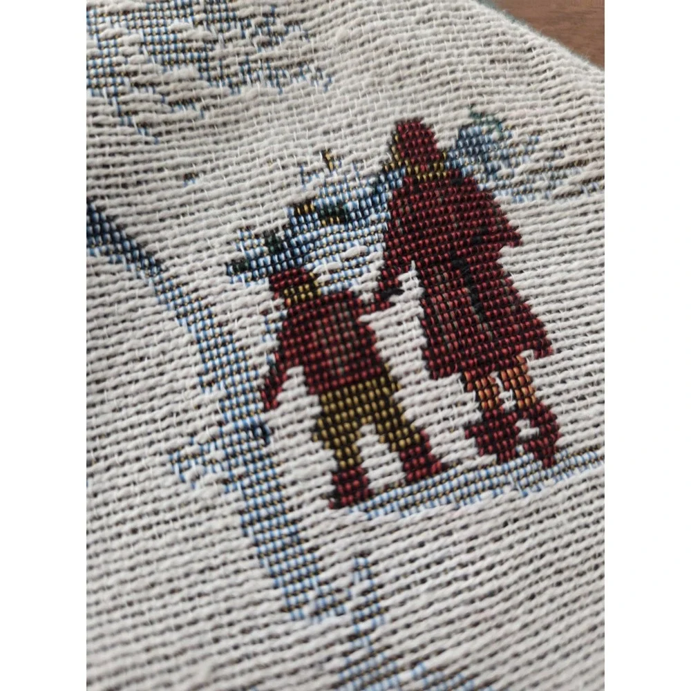 Two Tapestry Snowman Christmas Stockings Nostalgic Countryside Scene Pair